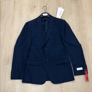 Calvin Klein Wool Dark Blue Checkered Jacket